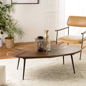 Table basse ovale bois recyclé chevrons KORKAI